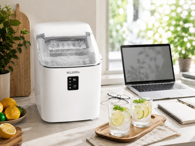 Machine à Glaçons Valberg VL-ICM20W – Glaçons en 9 min, 2 Tailles, Réservoir 1L