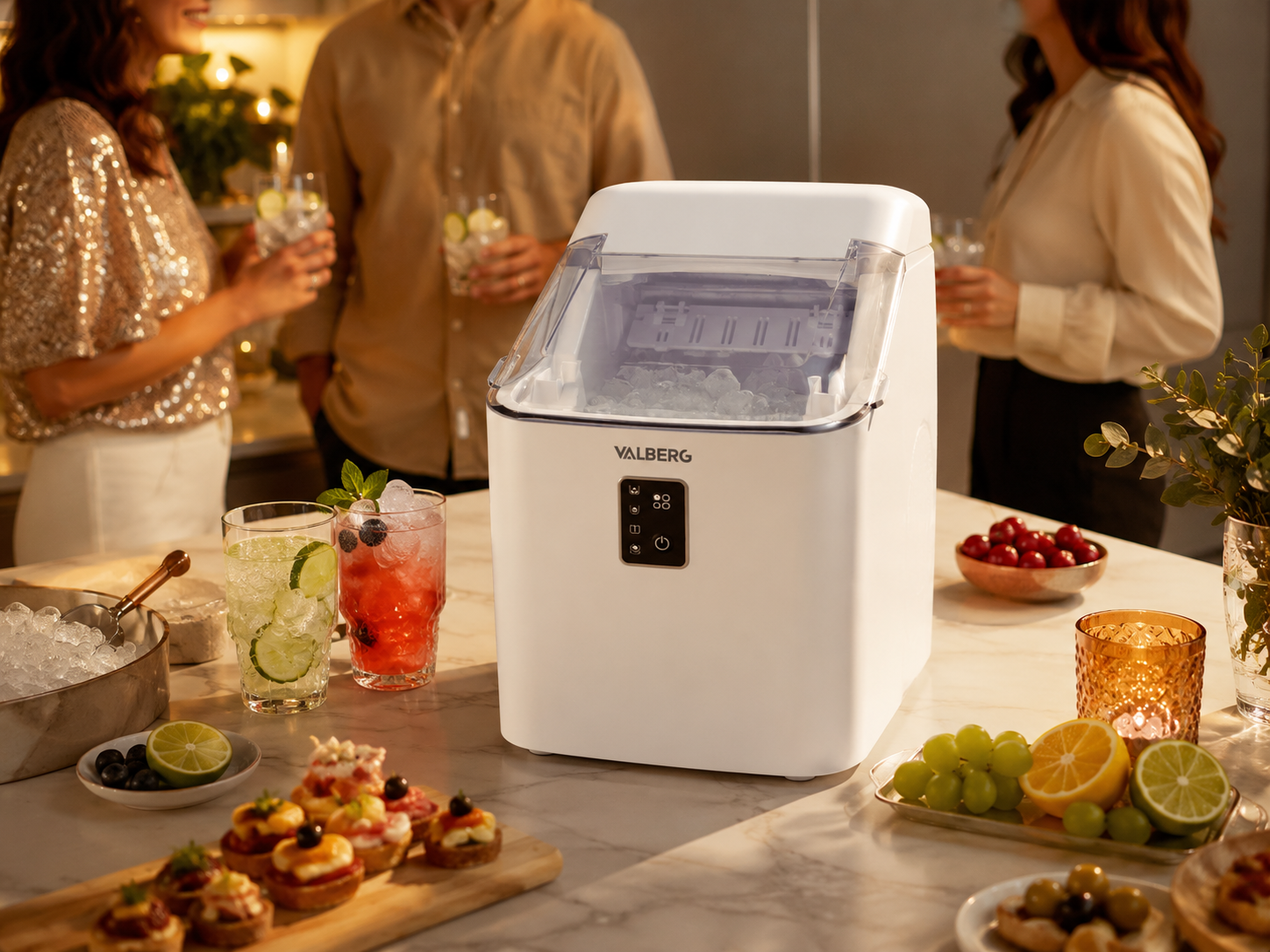 Machine à Glaçons Valberg VL-ICM20W – Glaçons en 9 min, 2 Tailles, Réservoir 1L