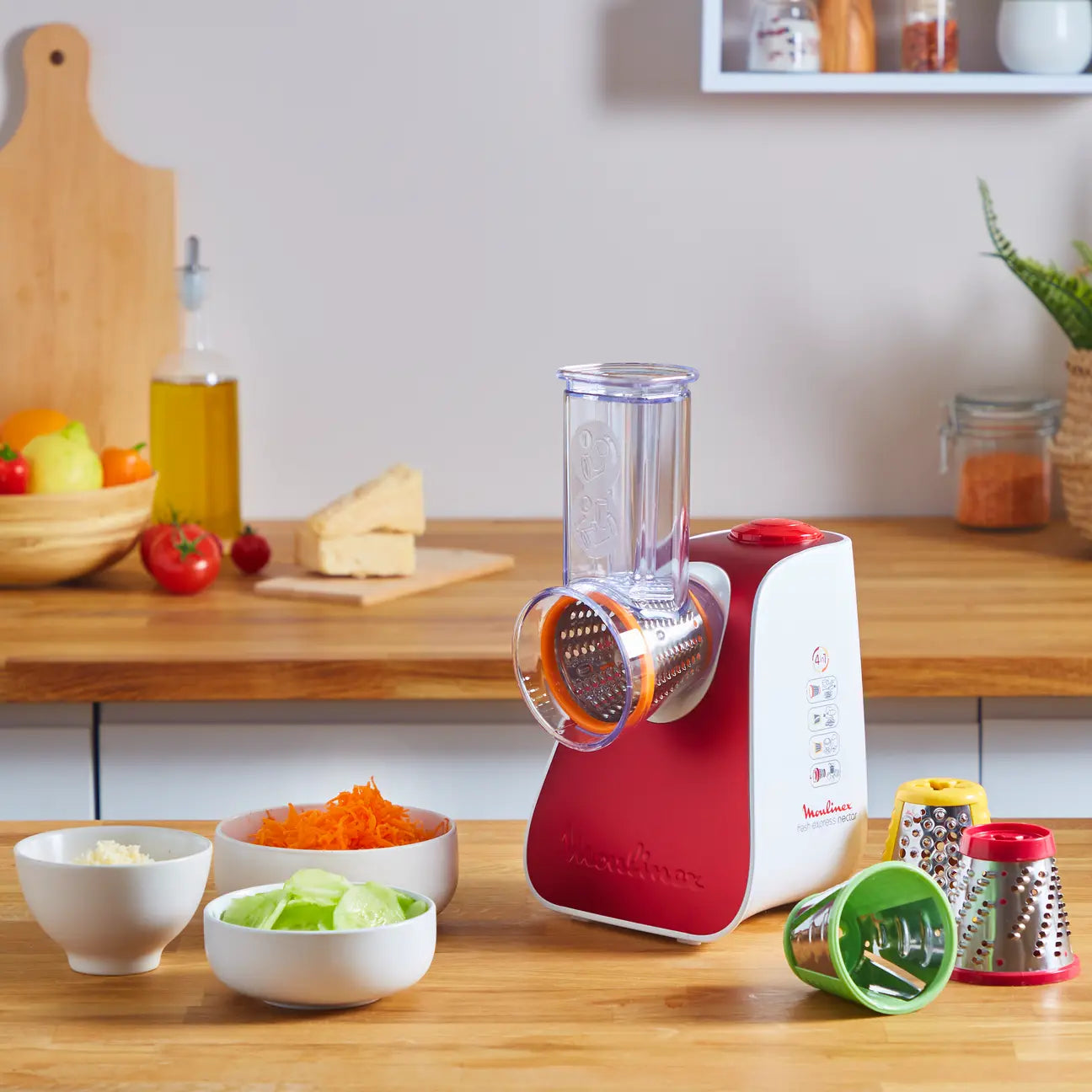 Moulinex Fresh Express Nectar 4-en-1 - Râpe, Tranche et Prépare des Jus