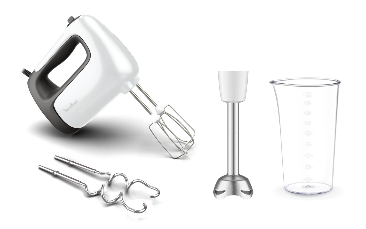 Batteur Moulinex Prep'Mix+ HM462110 avec fouets, malaxeurs, pied mixeur et gobelet – Algérie