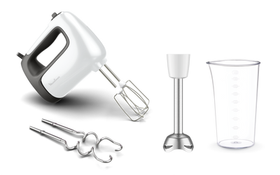 Batteur Moulinex Prep'Mix+ HM462110 avec fouets, malaxeurs, pied mixeur et gobelet – Algérie