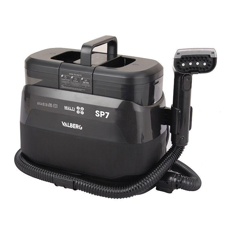Valberg SP7 Steam – vue de profil avec brosse vapeur et flexible