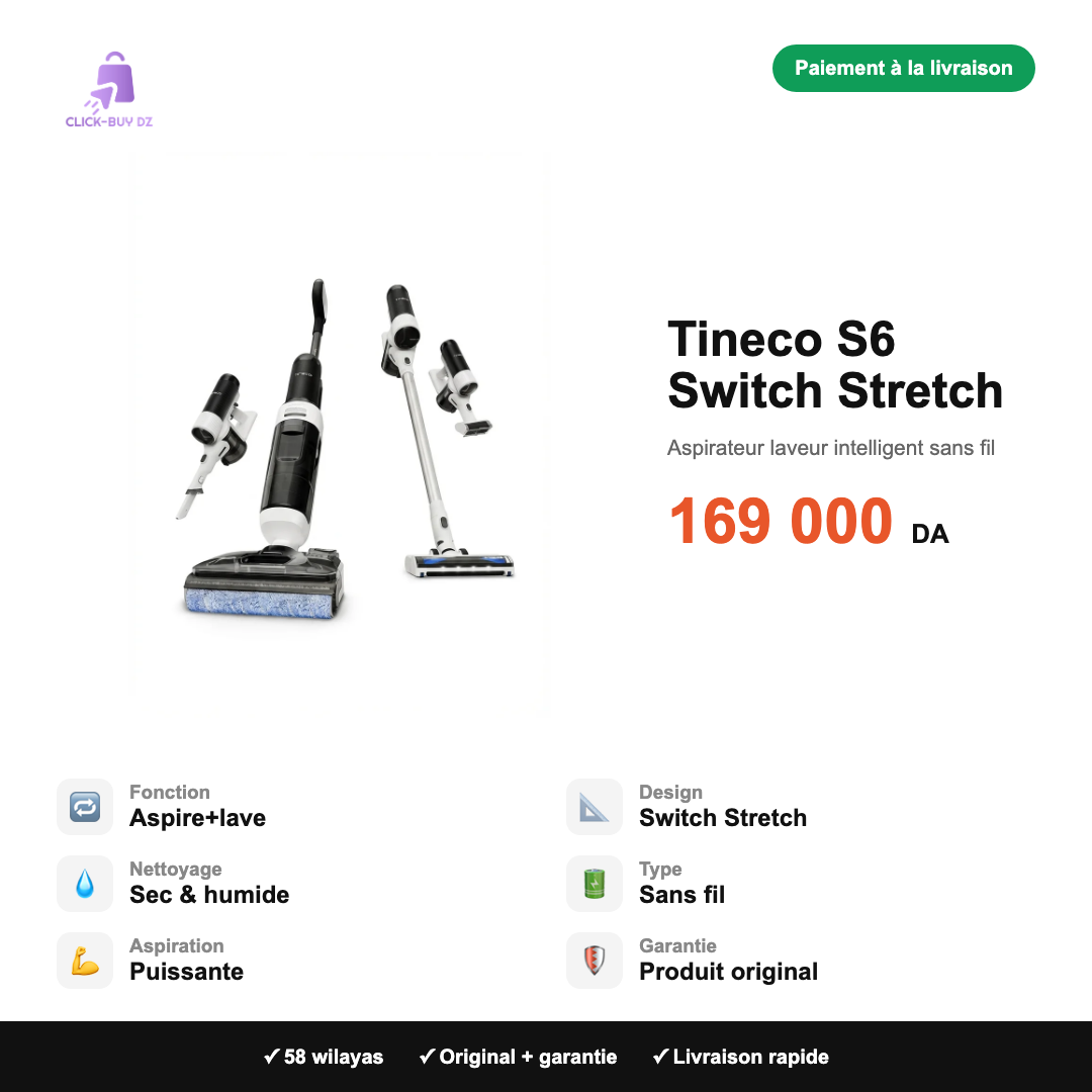 Tineco S6 Switch Stretch — spécifications