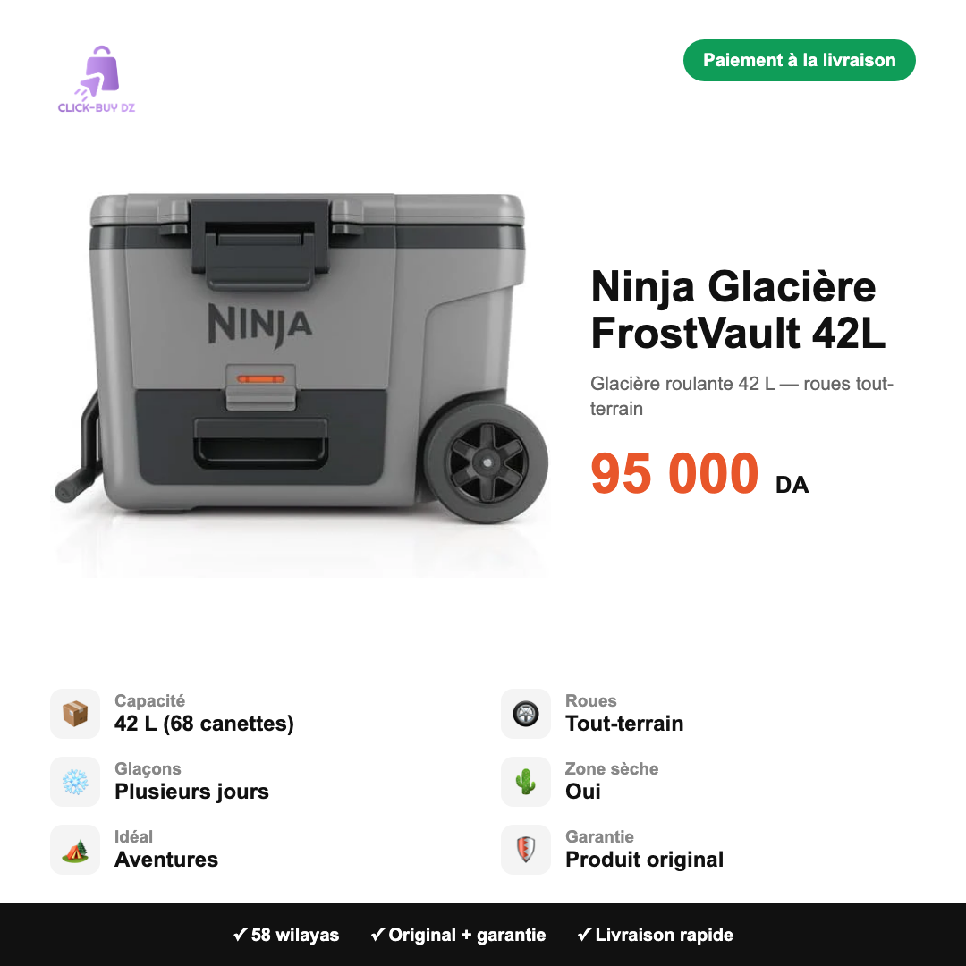 Ninja Glacière FrostVault 42L — spécifications