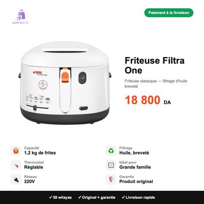 Friteuse Filtra One — spécifications