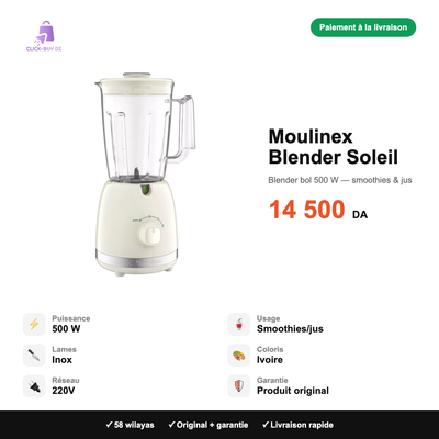 Moulinex Blender Soleil — spécifications