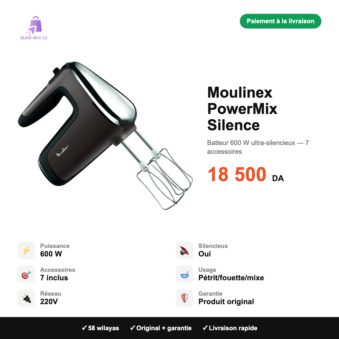 Moulinex PowerMix Silence — spécifications