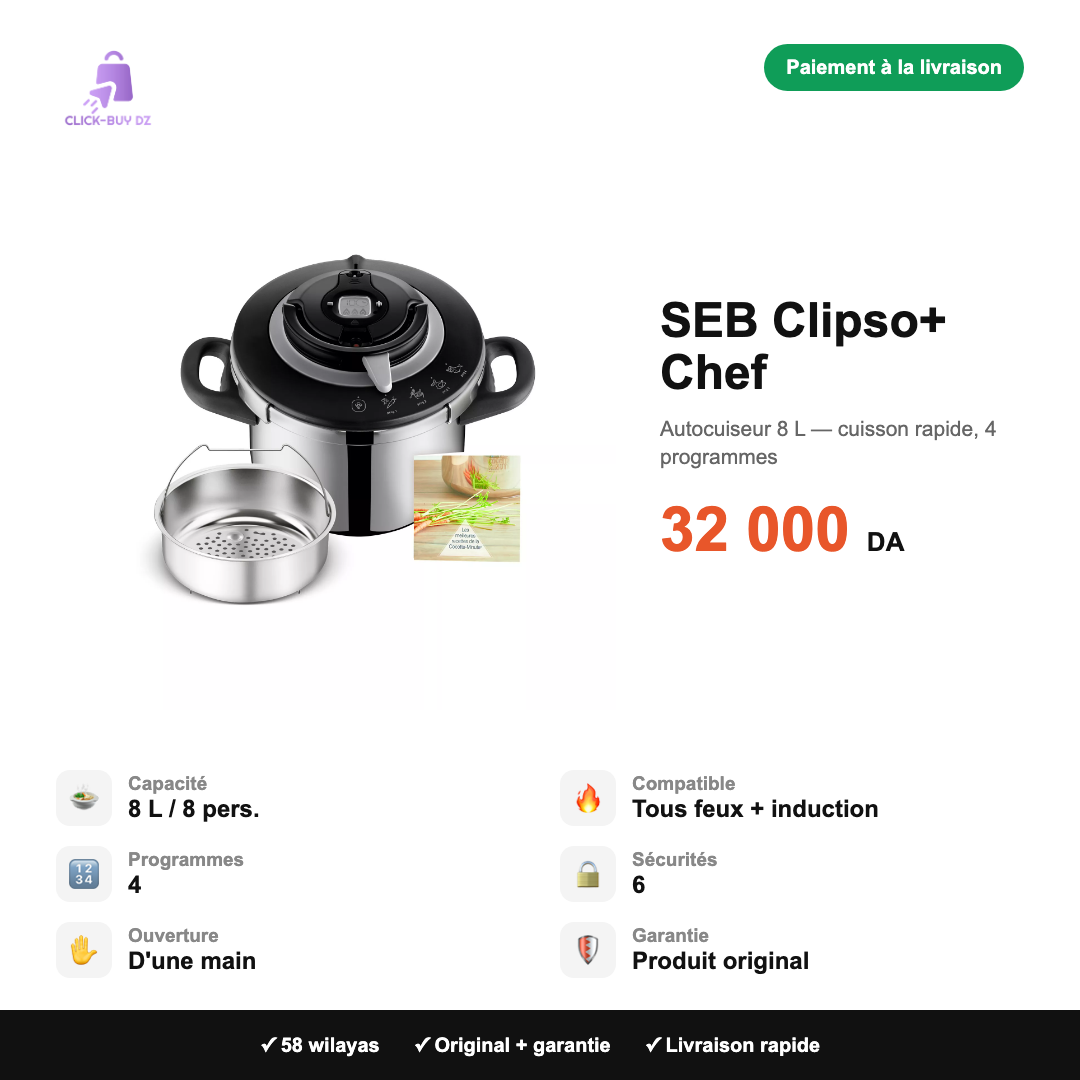 SEB Clipso+ Chef — spécifications