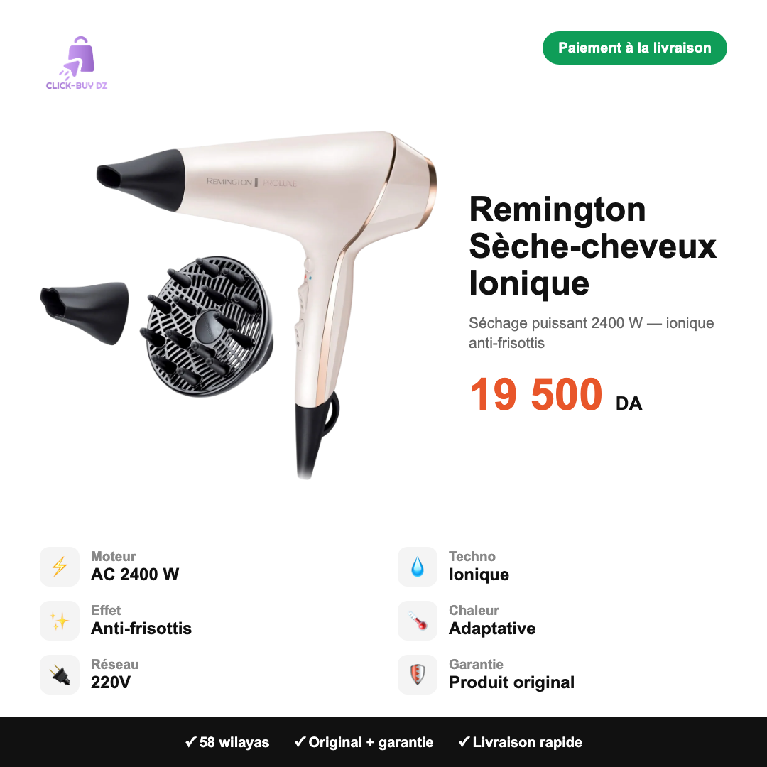 Remington Sèche-cheveux Ionique — spécifications