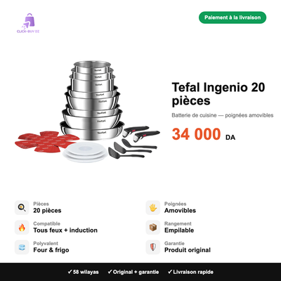Tefal Ingenio 20 pièces — spécifications