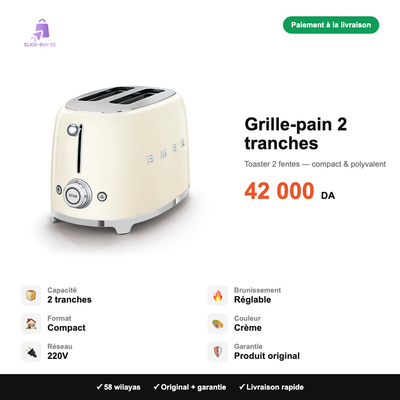 Grille-pain 2 tranches — spécifications