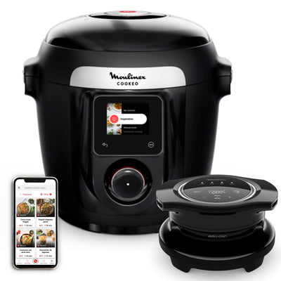 Cookeo Wifi 10-en-1 et son couvercle air fryer Extra Crisp, recettes sur l'application MyMoulinex