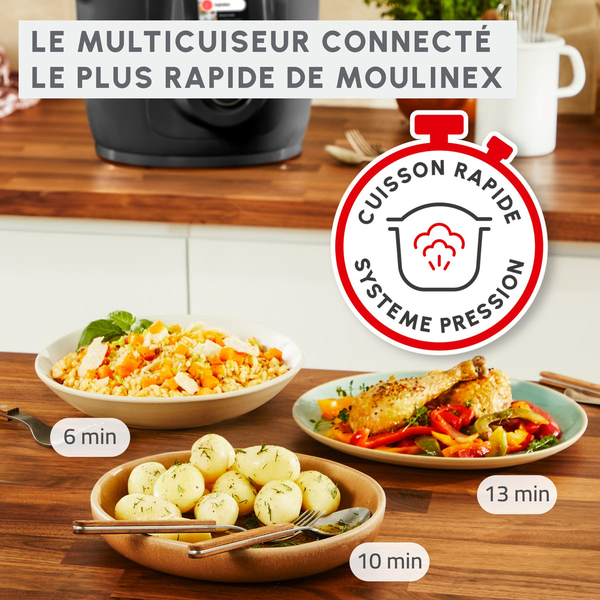 Cookeo Wifi : cuisson rapide sous pression, le multicuiseur connecté le plus rapide de Moulinex