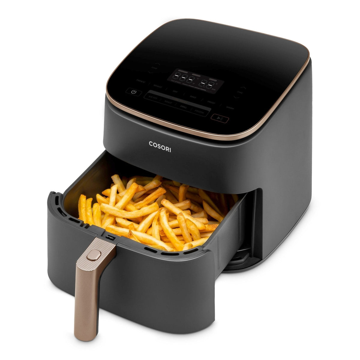 Panier carré de 6 L de la Cosori TurboBlaze™ Chef Edition rempli de frites