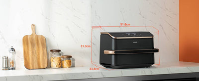 Dimensions de la Cosori Dual Blaze TwinFry 10L : 51,8 cm de large, 33,8 cm de profondeur, 31,3 cm de haut