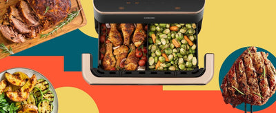 Cuisson en deux zones dans la Cosori TwinFry : poulet d'un côté, légumes de l'autre