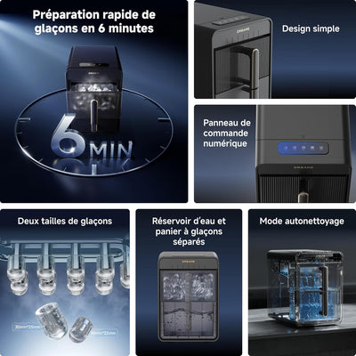 Récapitulatif des caractéristiques de la machine à glaçons Dreame Aura Bullet IB-50