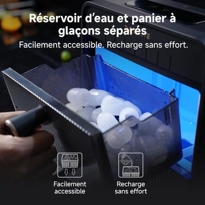 Réservoir d'eau et panier à glaçons séparés de la Dreame Aura Bullet, facilement accessibles