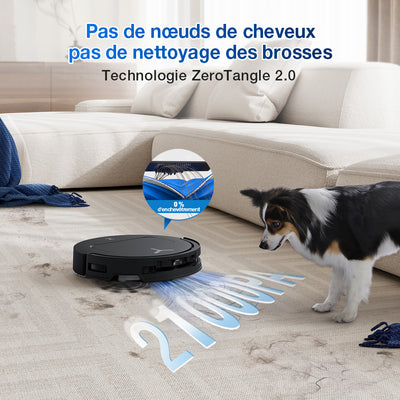 Ecovacs Deebot T50 Omni Gen2 : aspiration 21 000 Pa et brosse anti-enchevêtrement ZeroTangle 2.0