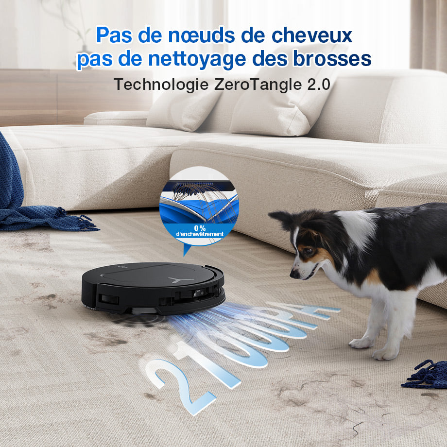 Ecovacs Deebot T50 Omni Gen2 : aspiration 21 000 Pa et brosse anti-enchevêtrement ZeroTangle 2.0