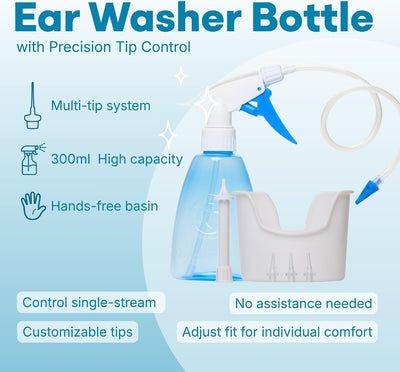 Flacon Medi Grade Ear Washer 300 ml avec embouts interchangeables – Algérie
