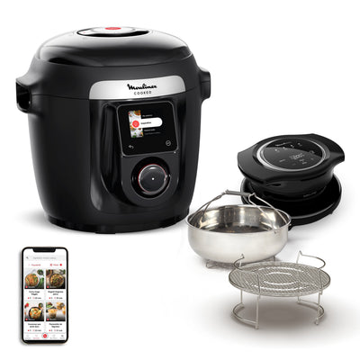Moulinex Cookeo Wifi 10-en-1 + Extra Crisp CE96X8F0 noir avec panier vapeur et grille 2-en-1 – Algérie