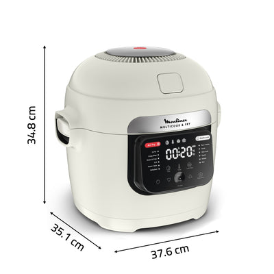 Dimensions du Moulinex Multicook & Fry : 37,6 × 35,1 × 34,8 cm