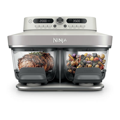 Ninja CRISPi DualZone DD102EU coloris Bone, friteuse sans huile en verre 7,6 L