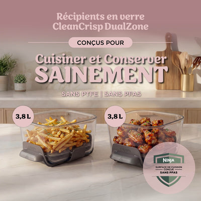 Récipients en verre CleanCrisp DualZone de 3,8 L, sans PTFE ni PFAS