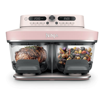 Ninja CRISPi DualZone DD102EU coloris Rose Quartz, friteuse sans huile en verre 7,6 L