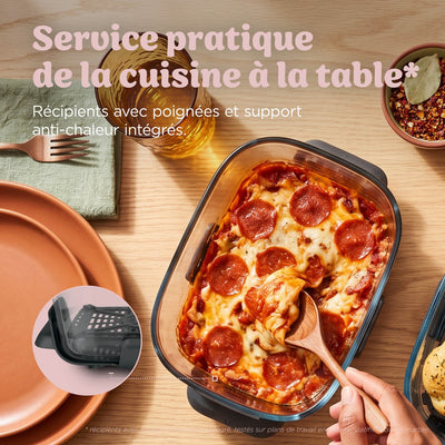 Service de la cuisine à la table avec poignées et support anti-chaleur intégrés