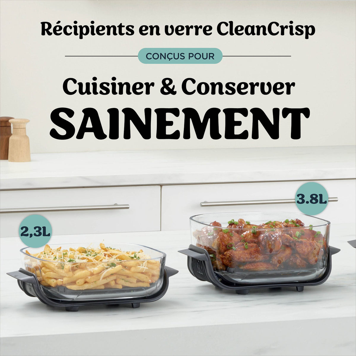 Récipients en verre CleanCrisp du Ninja CRISPi pour cuisiner et conserver