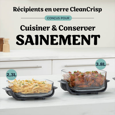 Récipients en verre CleanCrisp du Ninja CRISPi pour cuisiner et conserver