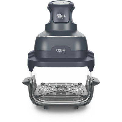 Ninja CRISPi FN201 vu de face : PowerPod sur le récipient en verre avec sa grille