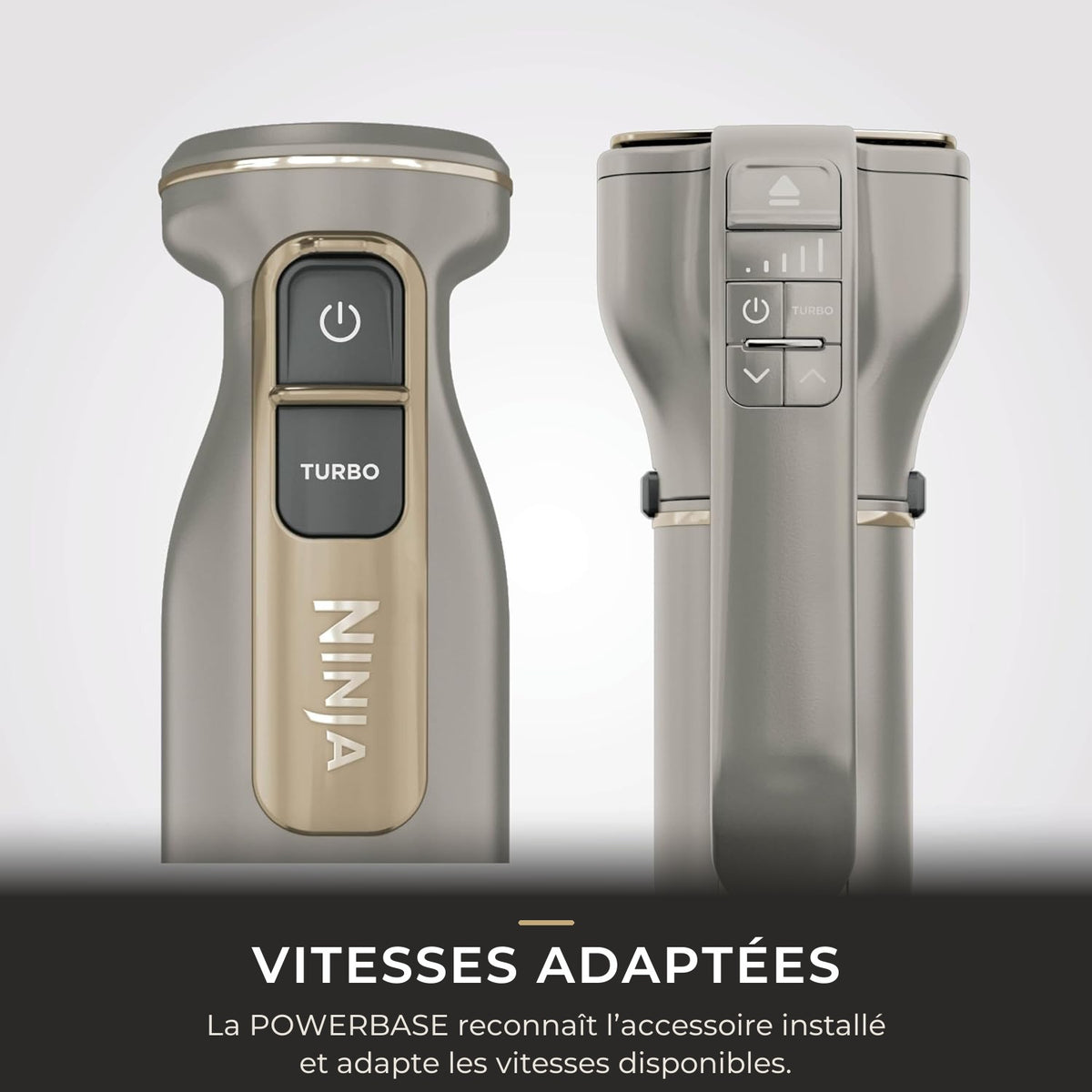 Commandes du Ninja Foodi 3-en-1 : la POWERBASE adapte les vitesses à l’accessoire