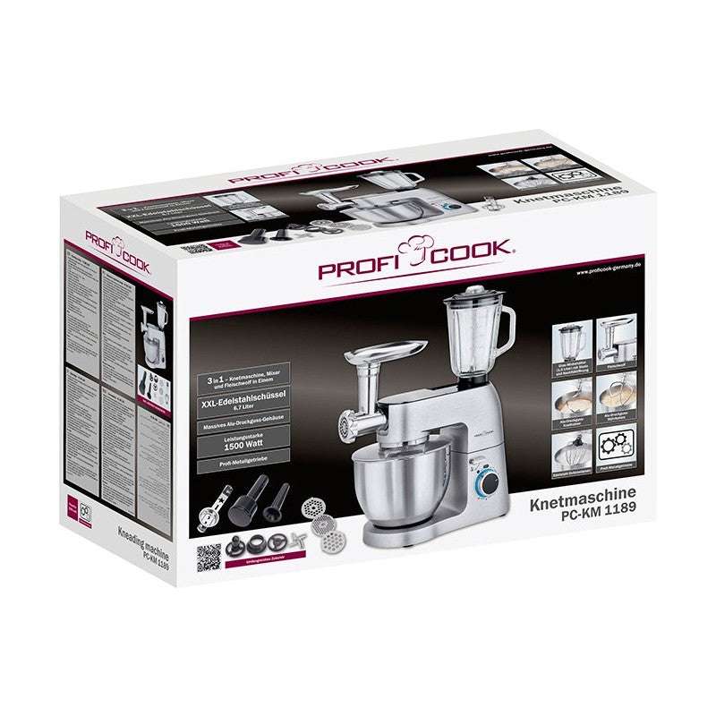 Proficook Robot pétrin Multifonctions 3en1 6,5L 1500W