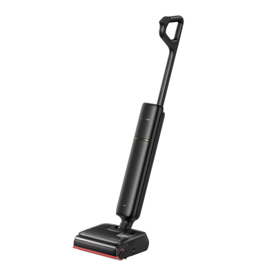 Dreame T16 Pro Heat R noir — vue trois quarts, rouleau rouge