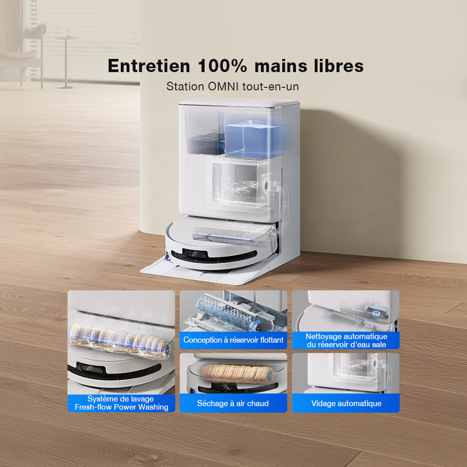 Ecovacs Deebot T90 Pro Omni aspirateur robot laveur blanc 30 000 Pa station Omni Algérie