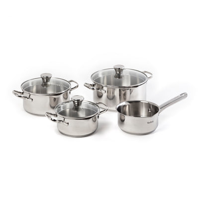 Batterie de cuisine Tefal Duetto 7 pièces : casserole 16 cm et faitouts 16, 20 et 24 cm avec couvercles en verre