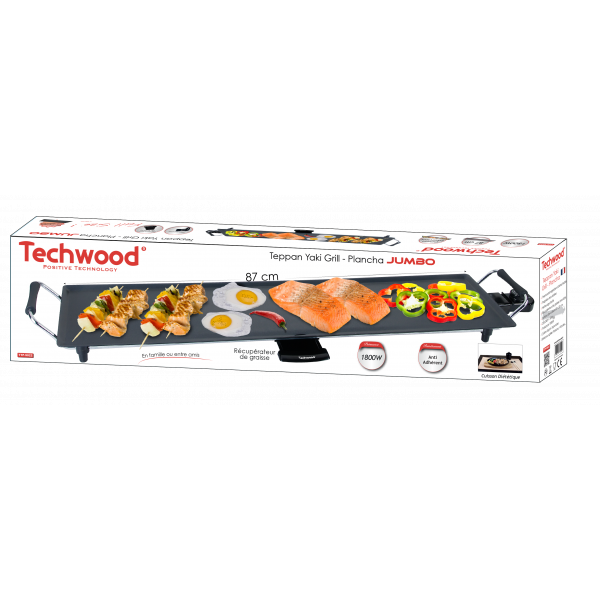 Techwood Teppan Yaki Grill Plancha Jumbo – Cuisinez Facilement pour Toute la Famille