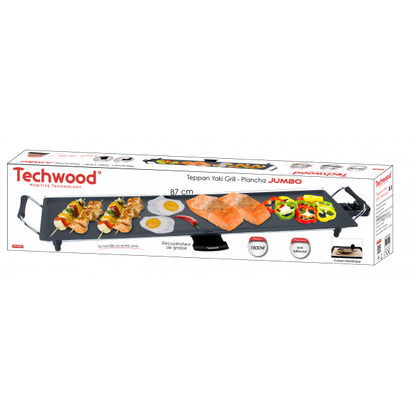 Techwood Teppan Yaki Grill Plancha Jumbo – Cuisinez Facilement pour Toute la Famille